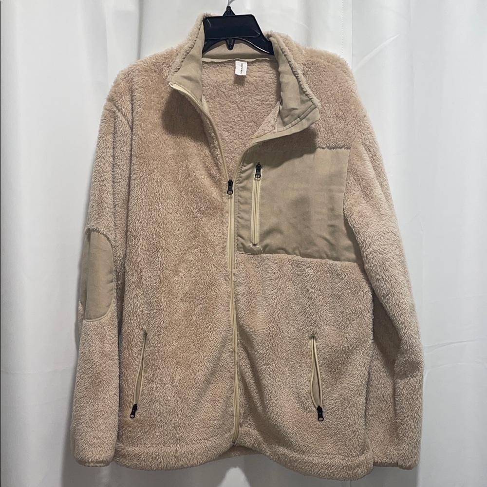 Men's Tan Zip-Up Sweater